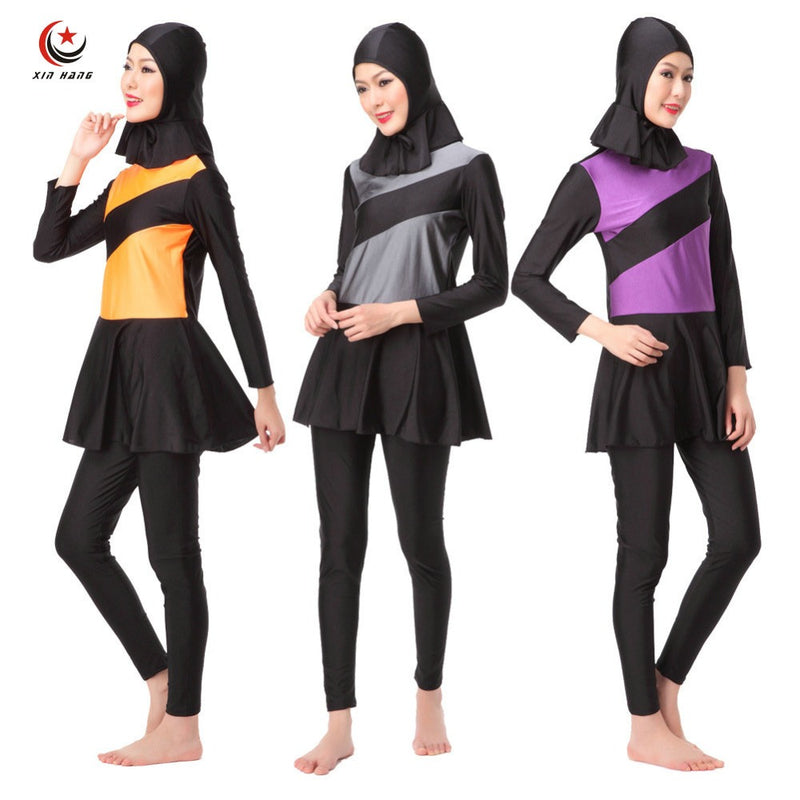 ladies full cover muslim swimwear with cap islamic womens swimsuits surfing suits arab islam long modest hijab swimming burkinis