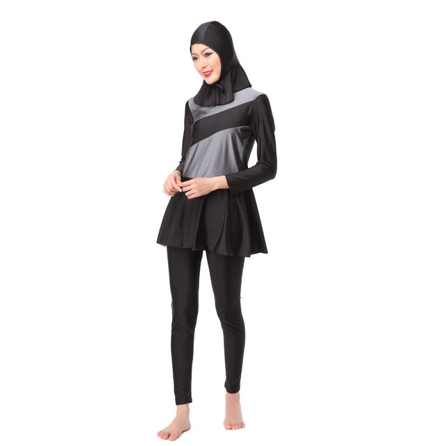 ladies full cover muslim swimwear with cap islamic womens swimsuits surfing suits arab islam long modest hijab swimming burkinis