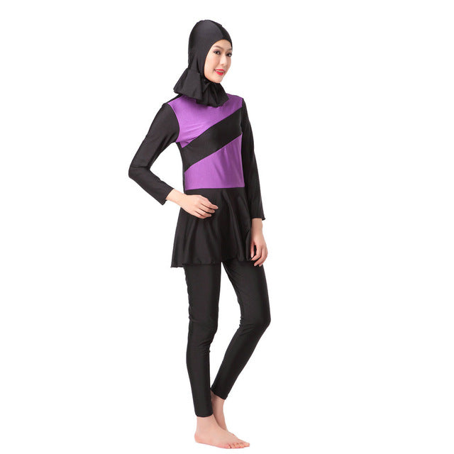 ladies full cover muslim swimwear with cap islamic womens swimsuits surfing suits arab islam long modest hijab swimming burkinis