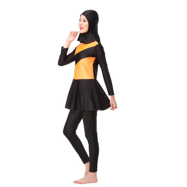 ladies full cover muslim swimwear with cap islamic womens swimsuits surfing suits arab islam long modest hijab swimming burkinis