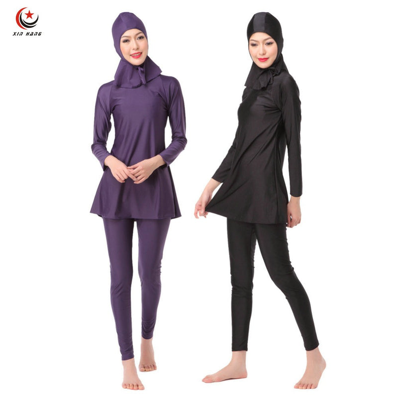 3pcs womens full cover long muslim swimwears islamic swimsuits ladies arab islam beach wear modest hijab surf swimming burkinis