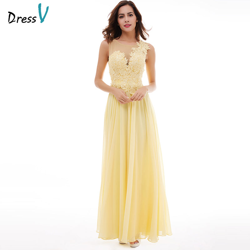 dress-v daffodil appliques long evening dress cheap a line sleeveless lace up chiffon formal prom party evening dress