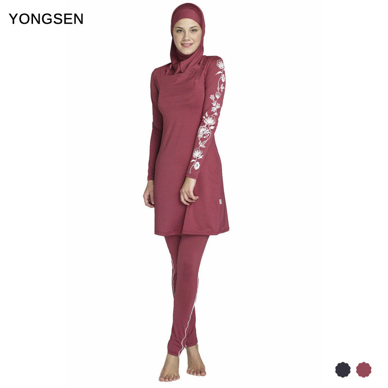 yongsen women plus size printed floral muslim swimwear hijab muslimah islamic swimsuit swim surf wear sport burkinis