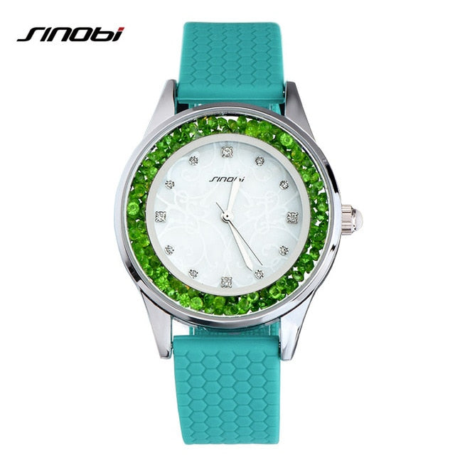 fashion women's diamonds wrist watches silicone watchband top luxury brand ladies geneva quartz clock females hours 11s9552l05 / china