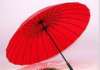 top quality 24 rib firm solid windproof long straight handle anti-uv  sun/rain stick large outdoor umbrella manual big parasol red