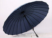 top quality 24 rib firm solid windproof long straight handle anti-uv  sun/rain stick large outdoor umbrella manual big parasol navy blue