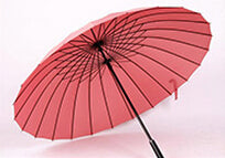 top quality 24 rib firm solid windproof long straight handle anti-uv  sun/rain stick large outdoor umbrella manual big parasol pink