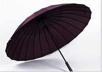 top quality 24 rib firm solid windproof long straight handle anti-uv  sun/rain stick large outdoor umbrella manual big parasol deep purple
