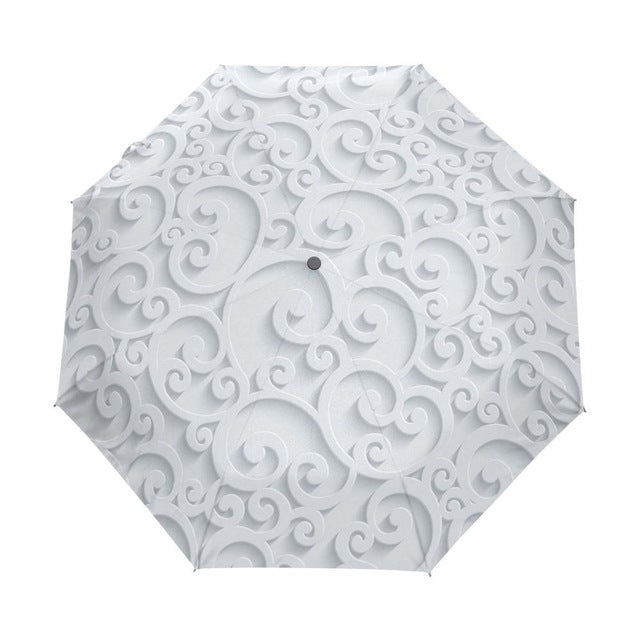 full automatic 3d floral guarda chuva white chinese sun umbrella 3 folding umbrella rain women anti uv outdoor travel sombrinha item4 / china