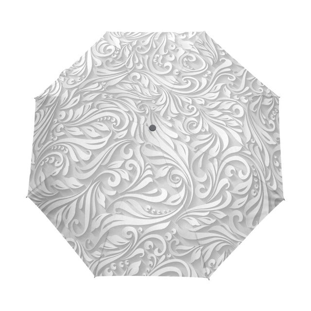 full automatic 3d floral guarda chuva white chinese sun umbrella 3 folding umbrella rain women anti uv outdoor travel sombrinha item5 / china