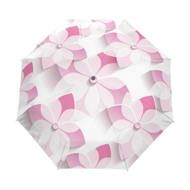 full automatic 3d floral guarda chuva white chinese sun umbrella 3 folding umbrella rain women anti uv outdoor travel sombrinha item9 / china