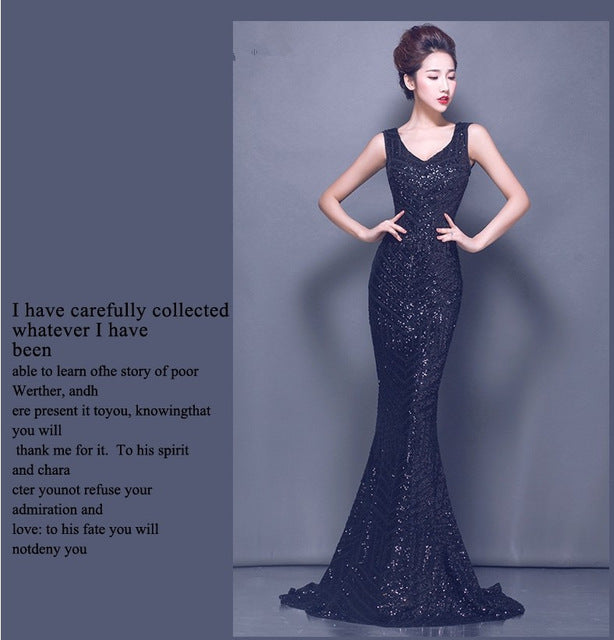 sequined lace party gowns long evening dress
