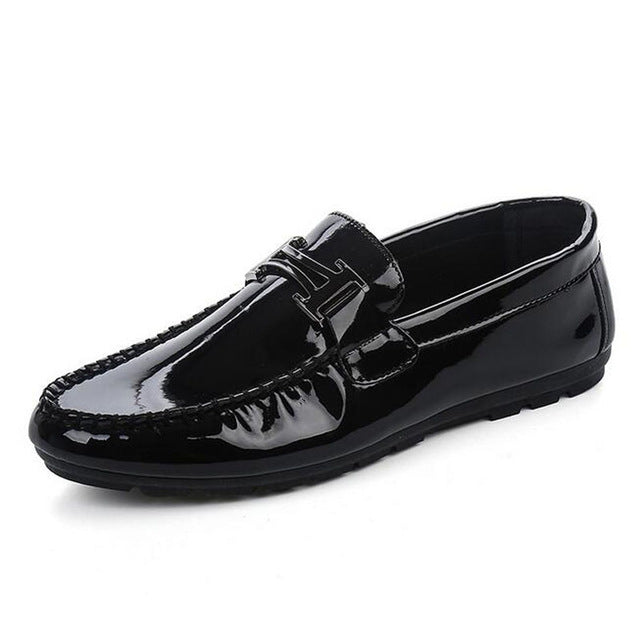 new arrival men fashion patent leather driving doug shoes slip-on casual breathable soft flats loafers shoes big size 39-44