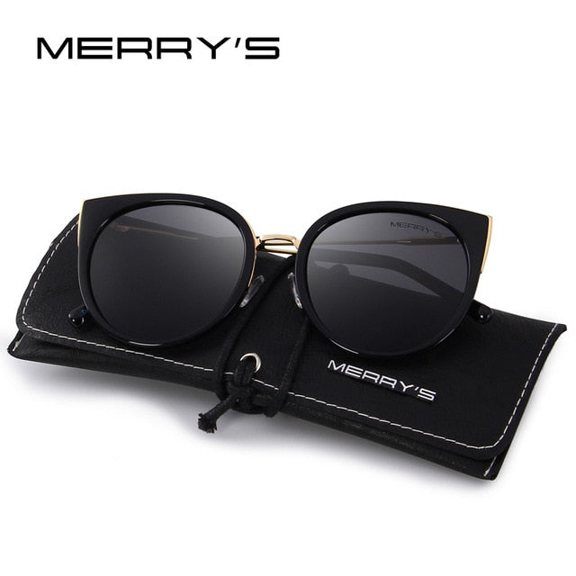 merry's women classic brand designer cat eye polarized sunglasses fashion sun glasses c01 black