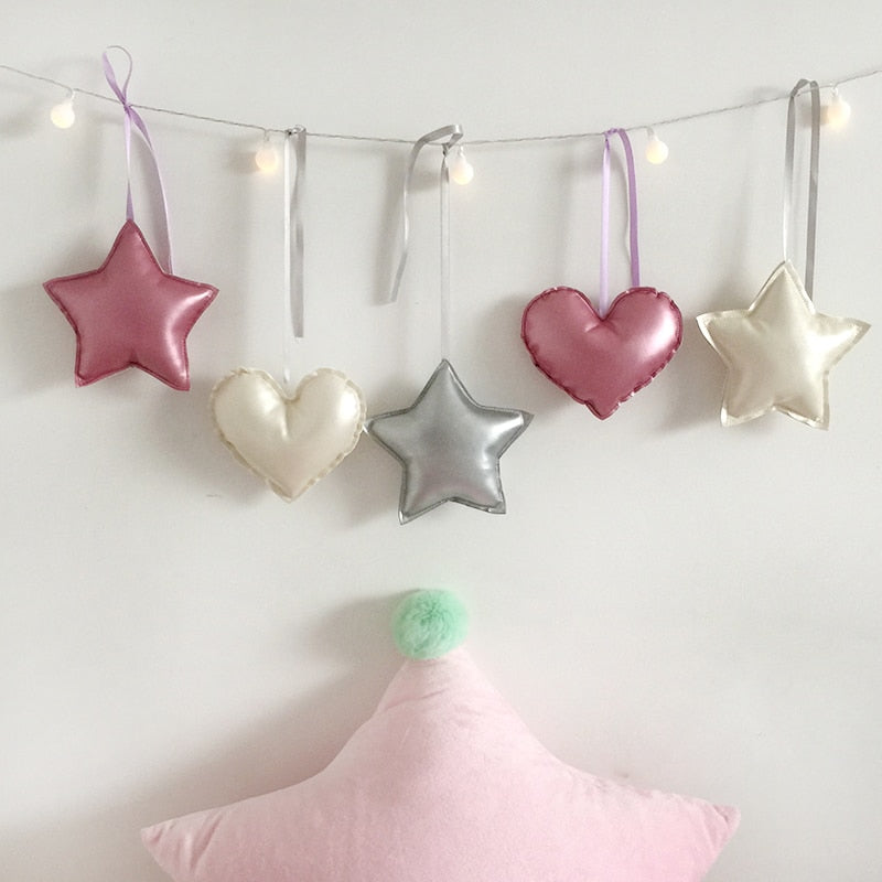 14cm kawaii gold/pink/silver heart shape pillow soft star stuffed toy baby dolls gift