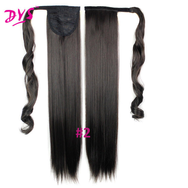 60cm long straight clip in hair tail false hair ponytail hairpiece with hairpins synthetic hair pony tail hair extensions #2 / 24inches