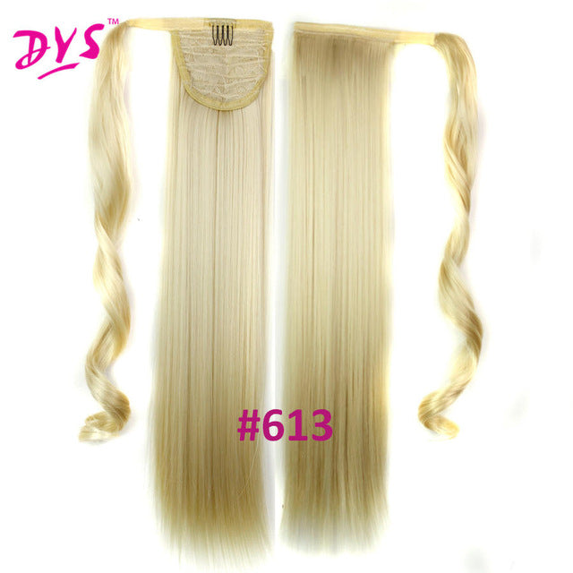 60cm long straight clip in hair tail false hair ponytail hairpiece with hairpins synthetic hair pony tail hair extensions #613 / 24inches