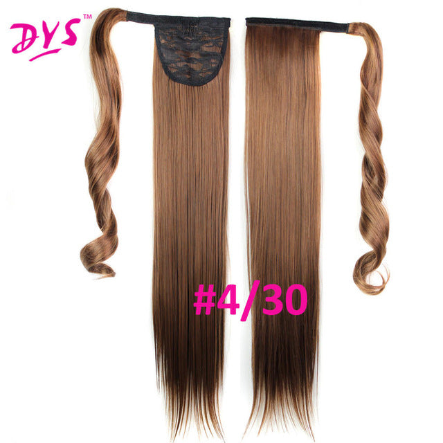 60cm long straight clip in hair tail false hair ponytail hairpiece with hairpins synthetic hair pony tail hair extensions #8 / 24inches