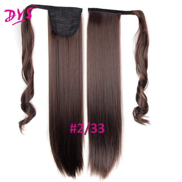 60cm long straight clip in hair tail false hair ponytail hairpiece with hairpins synthetic hair pony tail hair extensions #18 / 24inches