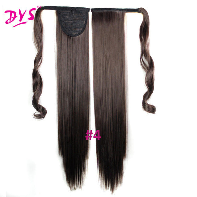 60cm long straight clip in hair tail false hair ponytail hairpiece with hairpins synthetic hair pony tail hair extensions #4 / 24inches