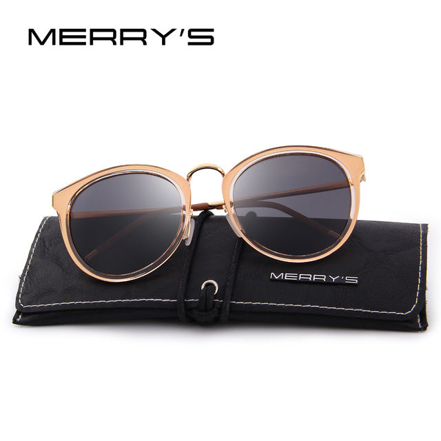 merry's women brand designer cat eye sunglasses fashion polarized sun glasses metal temple 100% uv protection c04 brown