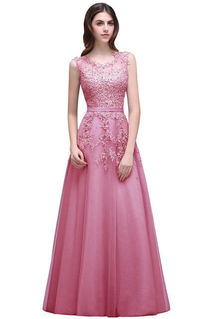 longue new pink lace beaded long evening dress sexy illusion a line burgundy prom dresses vestido de festa