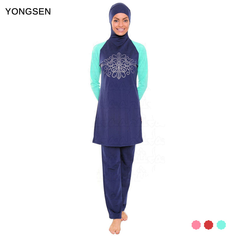 yongsen modest muslim swimwear hajib islamic swimsuit for women mayo full cover conservative burkinis swim wear plus size