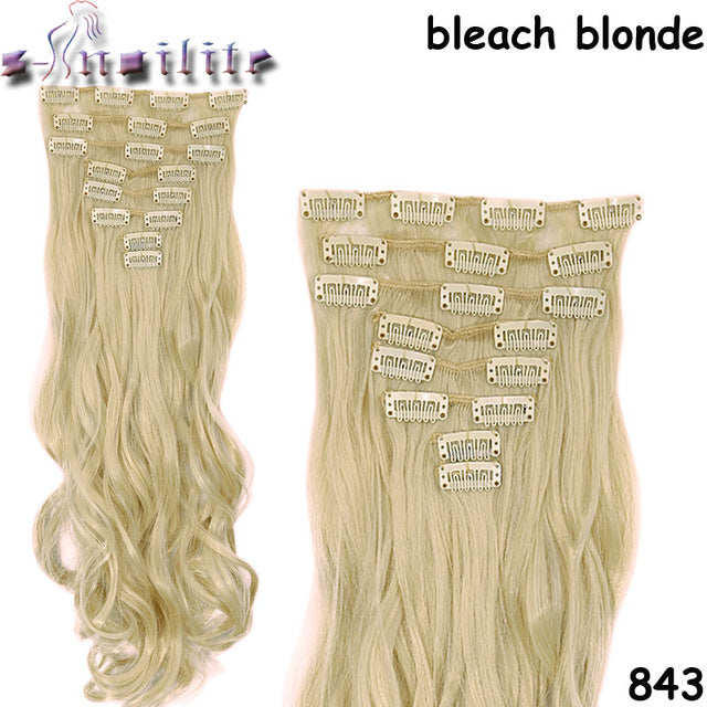 long 8pcs full head clip in on hair extensions 18clips in curly natural hairpieces synthetic fiber for women