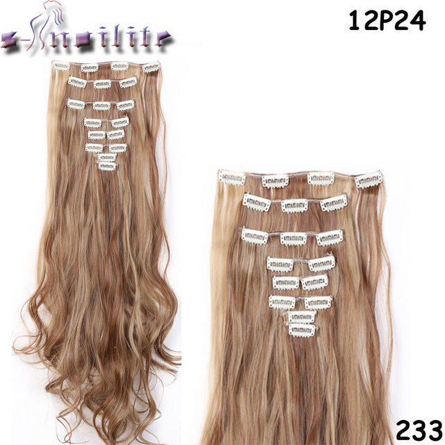 long 8pcs full head clip in on hair extensions 18clips in curly natural hairpieces synthetic fiber for women