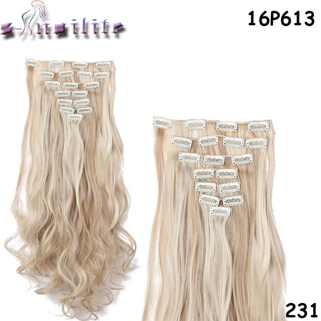 long 8pcs full head clip in on hair extensions 18clips in curly natural hairpieces synthetic fiber for women