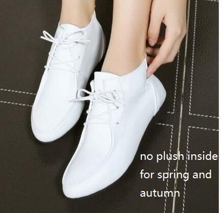 spring and autumn ankle boots genuine leather boots casual boots lace up women shoes leather winter