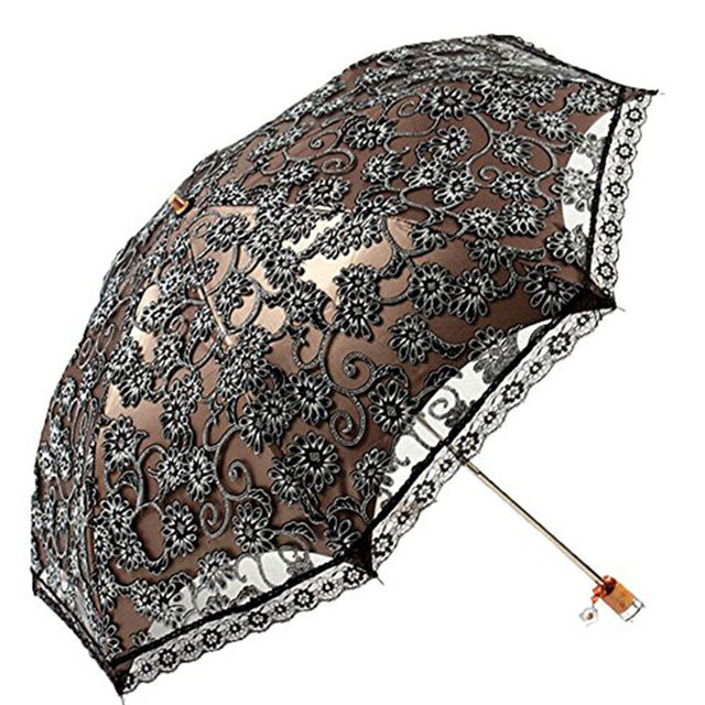 princess sun umbrella lace parasol umbrellas arched uv creative folding pongee sunny women's umbrella uv custom umbrella black