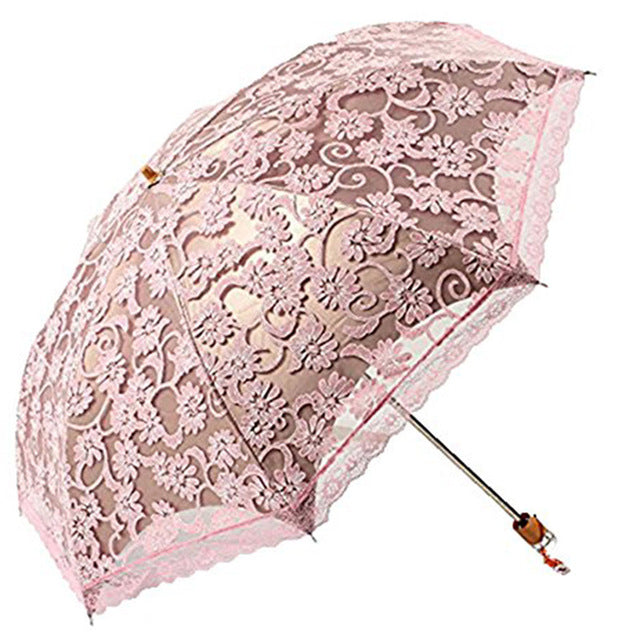 princess sun umbrella lace parasol umbrellas arched uv creative folding pongee sunny women's umbrella uv custom umbrella pink