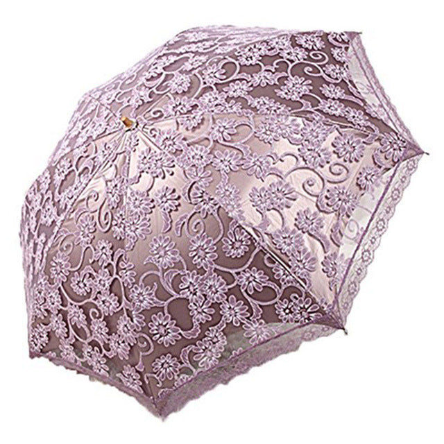 princess sun umbrella lace parasol umbrellas arched uv creative folding pongee sunny women's umbrella uv custom umbrella purple