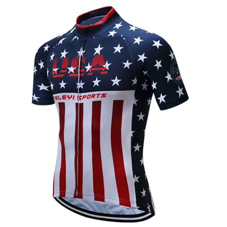 teleyi mens outdoor roupa ciclismo usa bike jersey top team riding cycle clothes sport road racing cycling jersey bicycle shirt