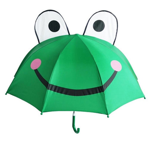 cute cartoon children umbrella animation creative  long-handled 3d ear modeling kids umbrella for boys girls frog1