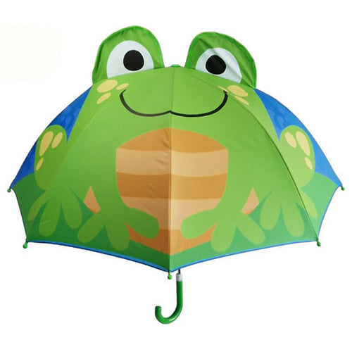 cute cartoon children umbrella animation creative  long-handled 3d ear modeling kids umbrella for boys girls frog2