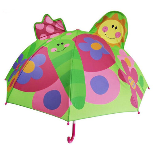 cute cartoon children umbrella animation creative  long-handled 3d ear modeling kids umbrella for boys girls butterfly