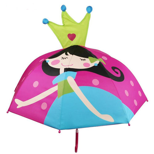 cute cartoon children umbrella animation creative  long-handled 3d ear modeling kids umbrella for boys girls crown princess