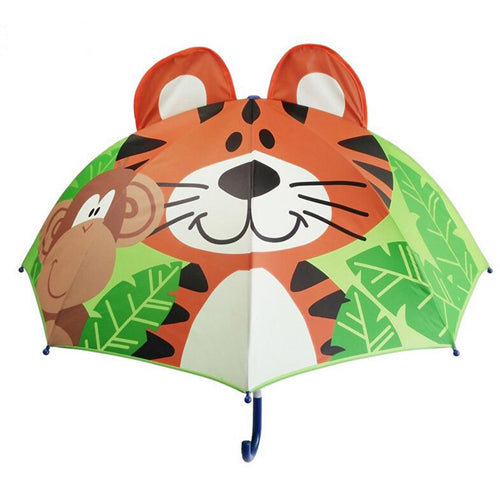 cute cartoon children umbrella animation creative  long-handled 3d ear modeling kids umbrella for boys girls tiger