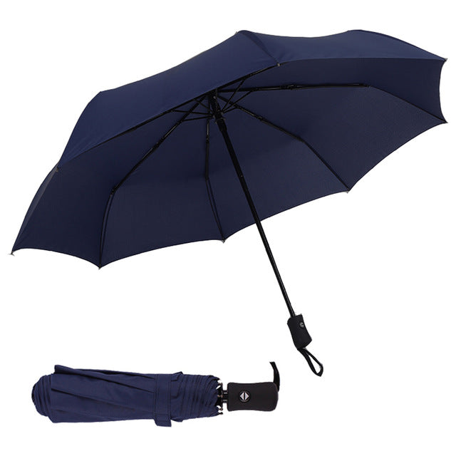 new full automatic umbrella rain women men 3folding light and durable 386g 8k strong umbrellas kids rainy sunny wholesale price blue