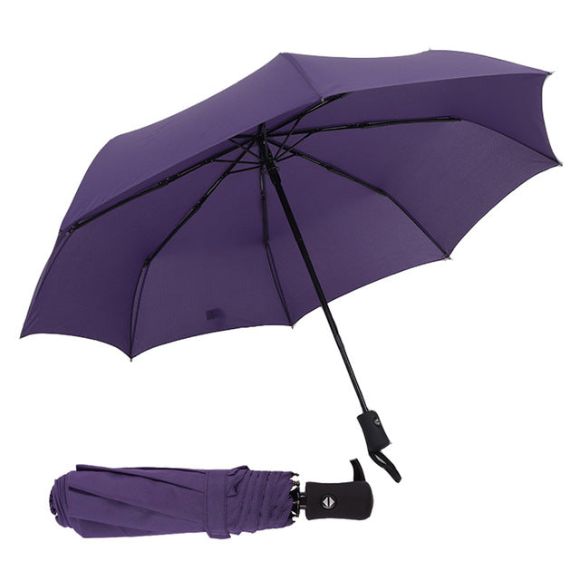 new full automatic umbrella rain women men 3folding light and durable 386g 8k strong umbrellas kids rainy sunny wholesale price purple