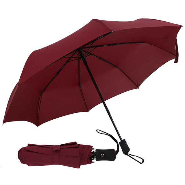 new full automatic umbrella rain women men 3folding light and durable 386g 8k strong umbrellas kids rainy sunny wholesale price red