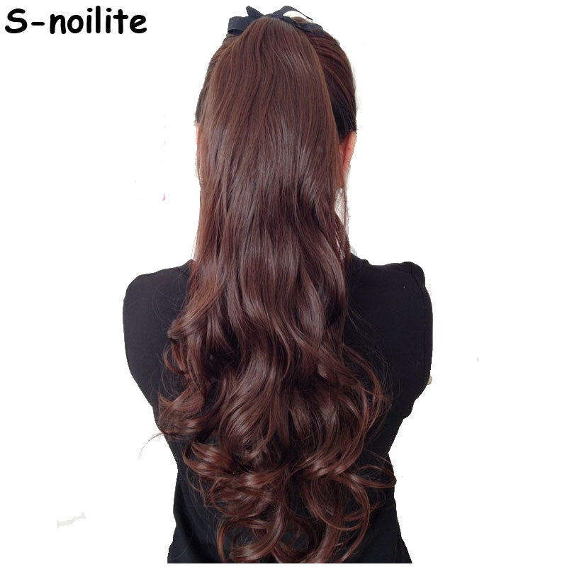 long curly tie up ponytail synthetic clip in hair extension real natural ribbon wrap around on hairpieces