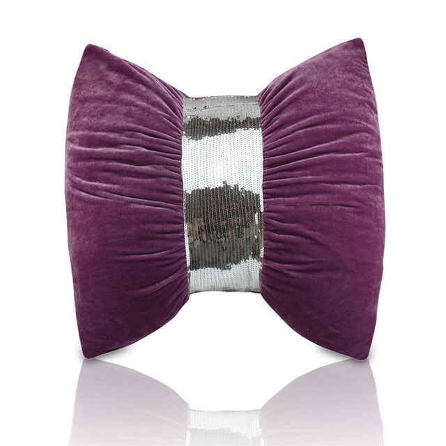 creative super luxury sequins belt gold velvet fabric bow-knot design cushion