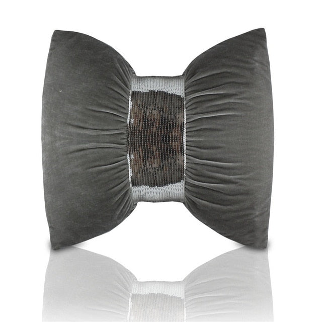 creative super luxury sequins belt gold velvet fabric bow-knot design cushion