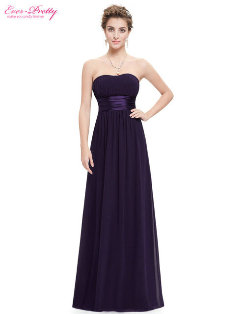 long evening dresses ever pretty strapless ruched bust black chiffon new arrival evening dresses style dark purple / 4