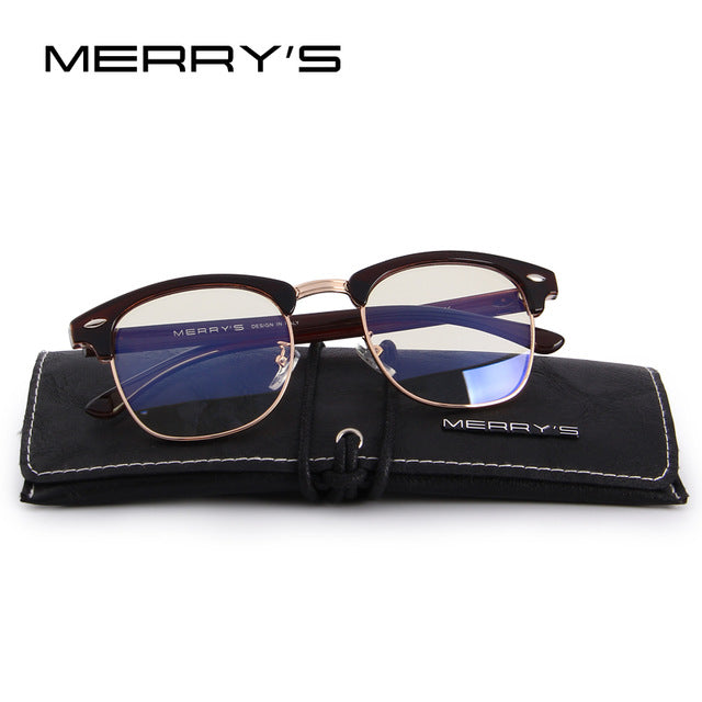 merry's anti blue rays computer goggles reading glasses 100% uv400 radiation-resistant computer gaming glasses c03 brown
