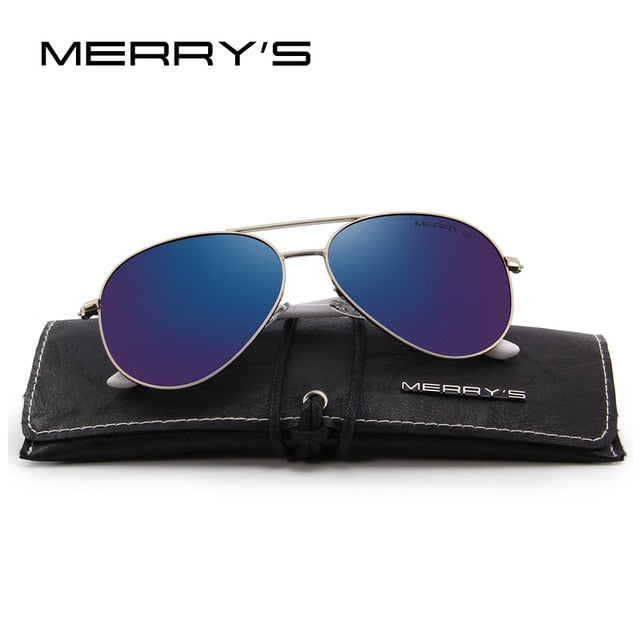 merry's design men/women classic pilot polarized sunglasses 100% uv protection c10 dark blue