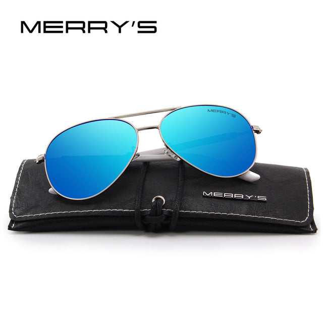 merry's design men/women classic pilot polarized sunglasses 100% uv protection c04 sky blue